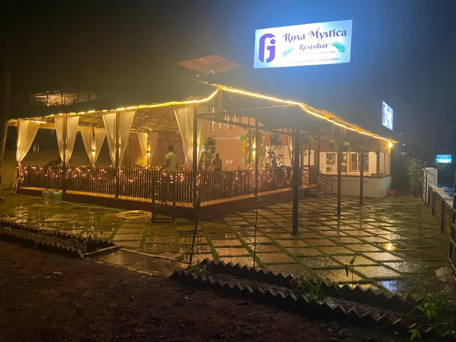 Rosa Mystica Restobar exterior at night